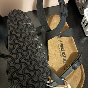 Birkenstock Black Leather Ankle-Strap Sandals